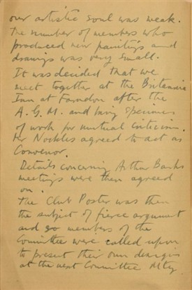 Photo:Extract from Minutes of Newark Arts Club, 6th September 1949.