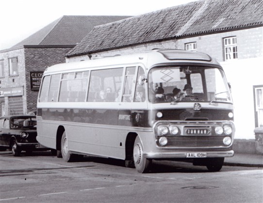 Photo:Bedford, Plaxton body.  H reg suggests c.1969