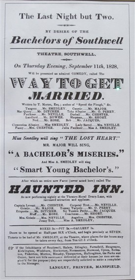 Photo:Southwell Theatre playbill from August 1828
