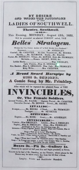 Photo:Southwell Theatre playbill from August 1832