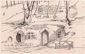 Photo:An illustration believed to be of one of the 'Rock Cottages' at Newstead, drawn in th early 20th century