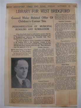 Photo:Article published in the West Bridgford Times and Echo, 1936