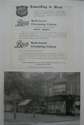 Photo:Advertisement for the Boots Books-Lover's Circulating Library, 1908