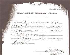 Photo:Certificate of Deserter's Balance