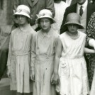 Photo:Girls wearing 'Cloche' hats, 1933.  Detail from a picture taken 2nd August 1933 at the official opening of an extension to the Gilstrap Library in Newark