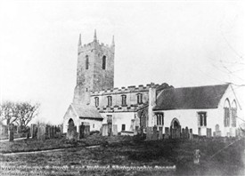 Photo:Above is a photograph from the south-east taken before the 1871-72 refurbishment, probably about 1860. The photograph seems to show the church still in open country. The church was rebuilt by 1898.