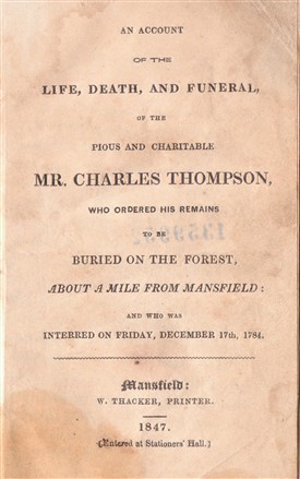 Photo:Title page from an early published account of the life of Charles Thompson.  Written anonymously, it was published in 1847.