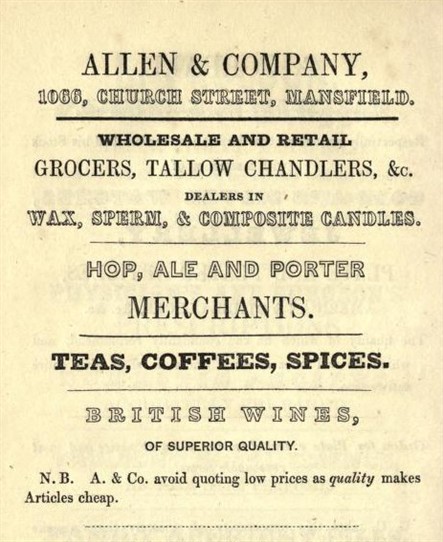 Photo:Advert dated 1850 (From ANON 'A Visit to Sherwood Forest' (Mansfield: Collinson, 1850)